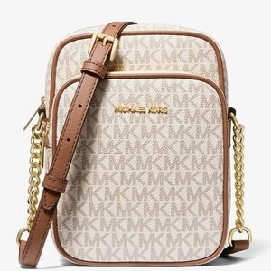 Michael Kors Jet Set Travel Medium Signature PVC Chain Crossbody Handbag